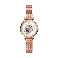 Carlie Mini Automatic Rose Gold-Tone Stainless Steel Mesh Watch