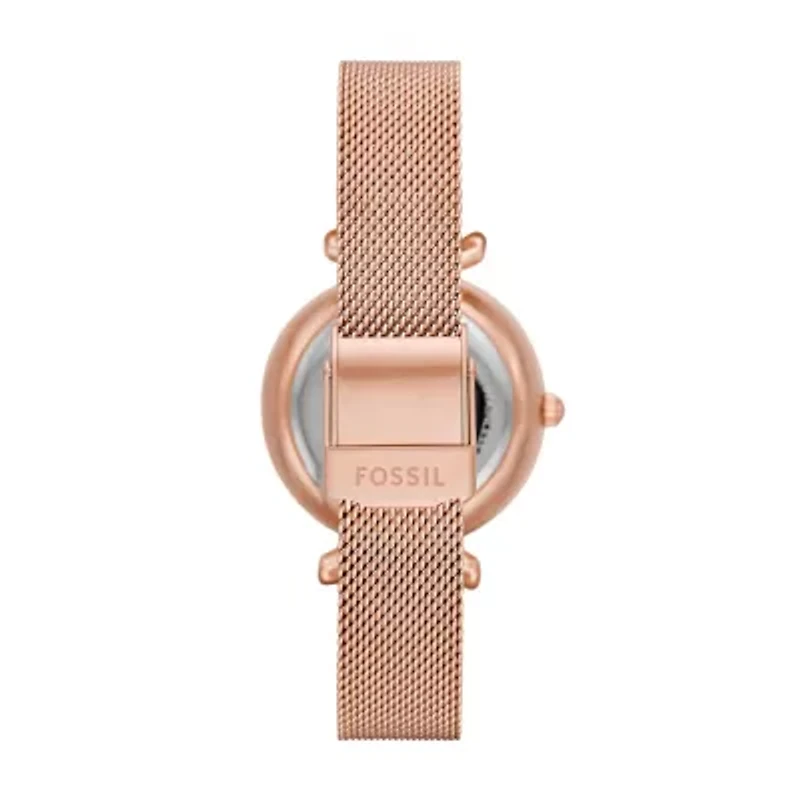 Carlie Mini Automatic Rose Gold-Tone Stainless Steel Mesh Watch