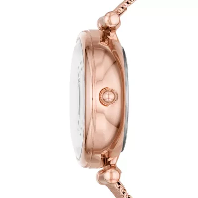 Carlie Mini Automatic Rose Gold-Tone Stainless Steel Mesh Watch