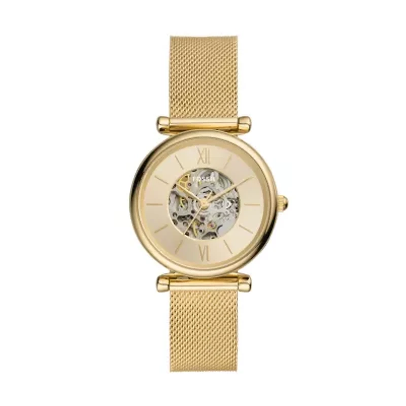 Carlie Automatic Gold-Tone Stainless Steel Mesh Watch