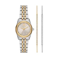 Lexington Three-Hand Two-Tone Stainless Steel Watch and Bracelets Gift Set