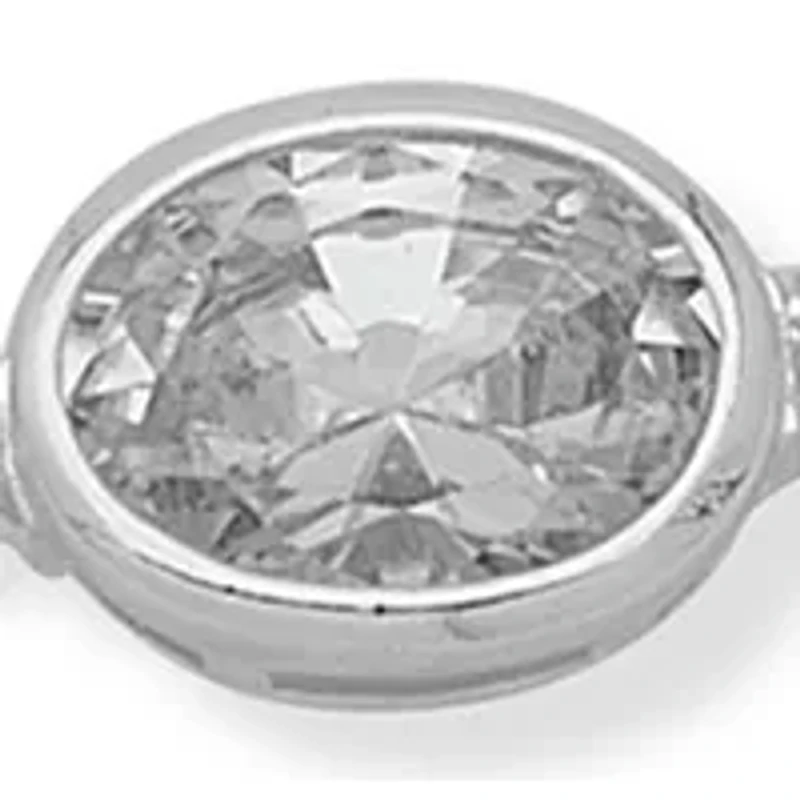 Silver Tone Crystal Oval Slider Bracelet 