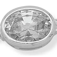 Silver Tone Crystal Oval Slider Bracelet 