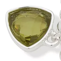 Silver Tone Set of 2 Blue and Green Stone Charm Stretch Bracelet