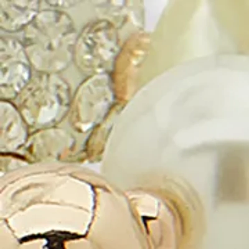 Gold Tone Pearl Crystal 3 Row Stretch Bracelet