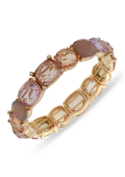 Gold Tone Purple Stone Stretch Bracelet