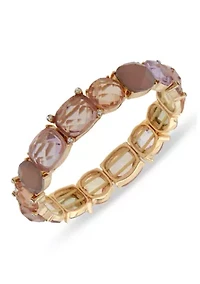 Gold Tone Purple Stone Stretch Bracelet