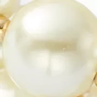 Gold Tone Caged Pearl Stretch Bracelet Set