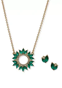 Cluster Crystal Pendant Necklace and Earring Set