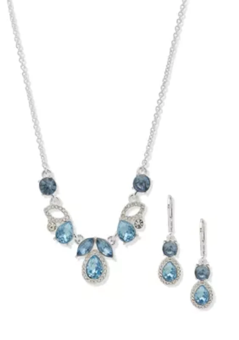 Crystal Cluster Necklace and Earring Set