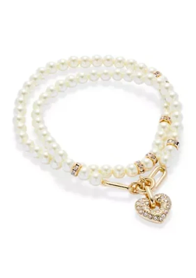 Heart Motif Stretch Bracelet Set