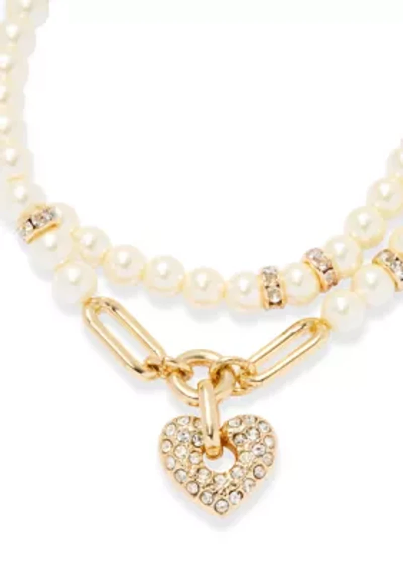 Heart Motif Stretch Bracelet Set