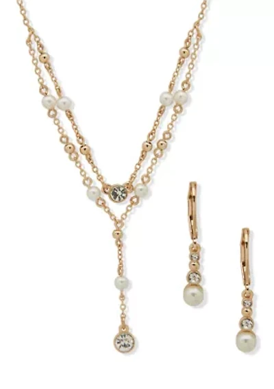  Stationed Stone Necklace and Earring Set