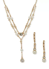  Stationed Stone Necklace and Earring Set