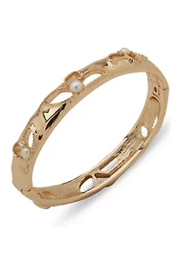 Hammered Openwork Floral Hinge Bracelet