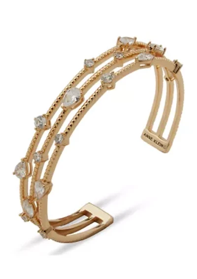 Stationed Multi Row Stone Cuff Bracelet