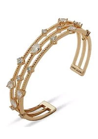 Stationed Multi Row Stone Cuff Bracelet