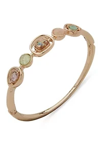 Gold Tone Multi Stone Hinge Bracelet