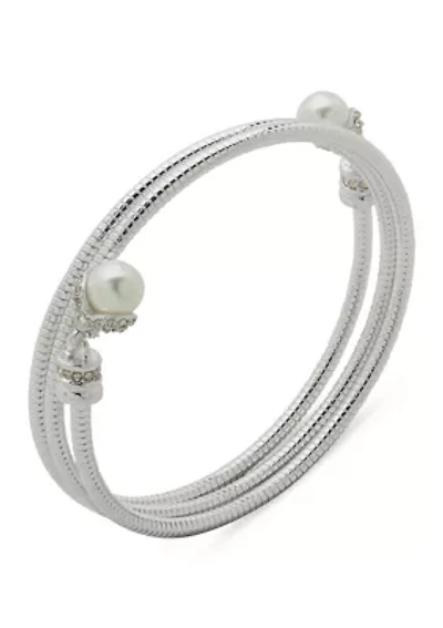 Pearl Crystal Coil Bracelet