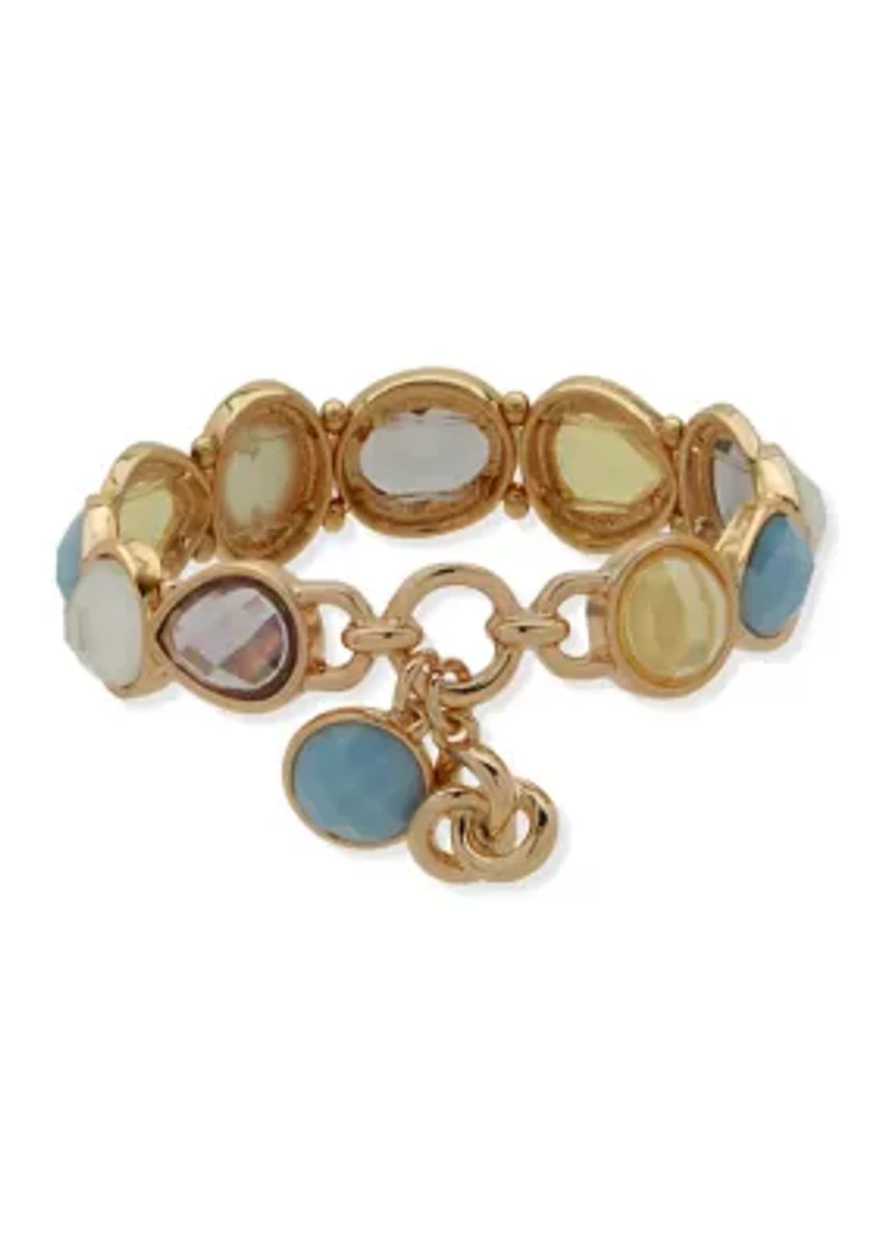 Multi Stone Knot Charm Stretch Bracelet