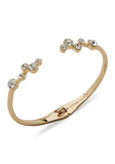  Crystal Cluster Gold Tone Cuff Bracelet