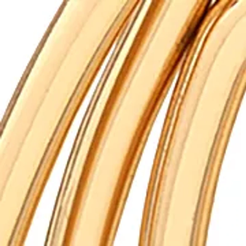 Gold Tone Three Row Drop Hoop Earrings