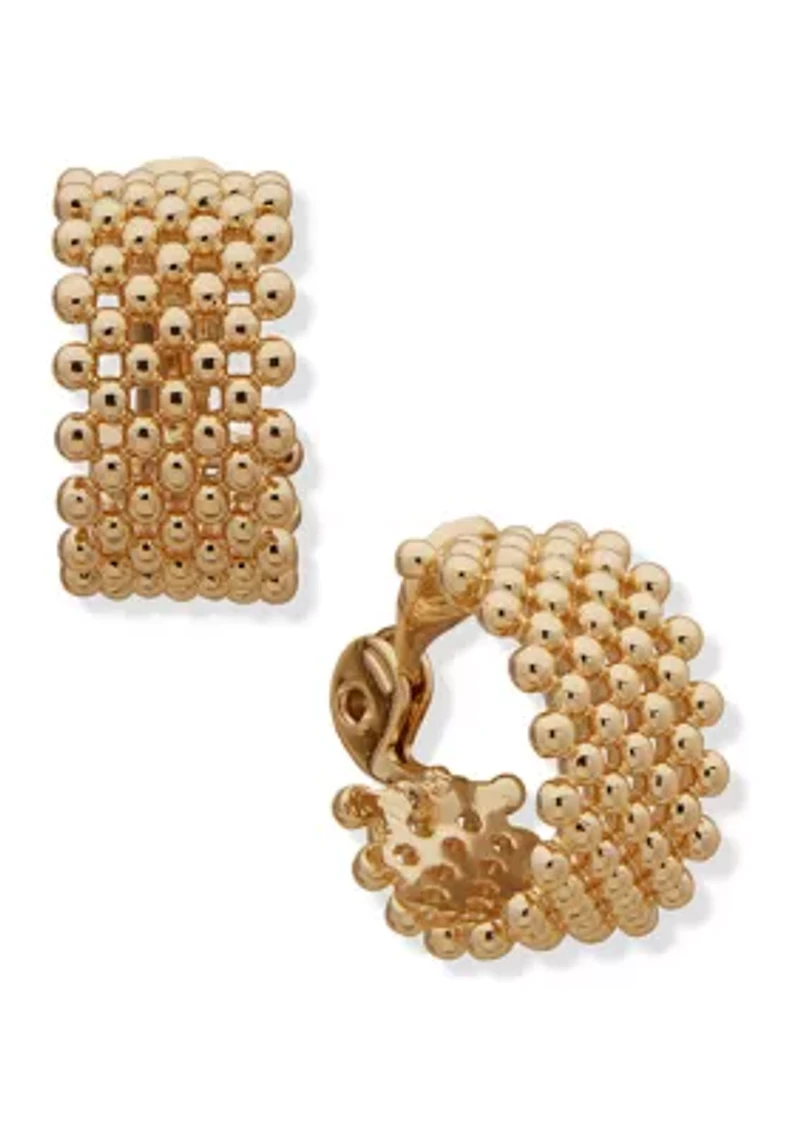 Gold Tone Chunky Hoop Clip Earrings