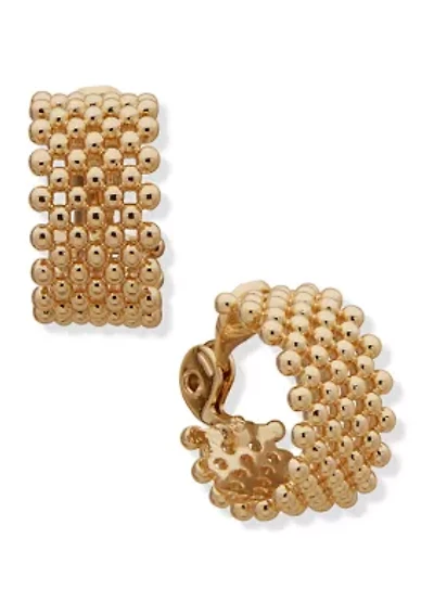 Gold Tone Chunky Hoop Clip Earrings