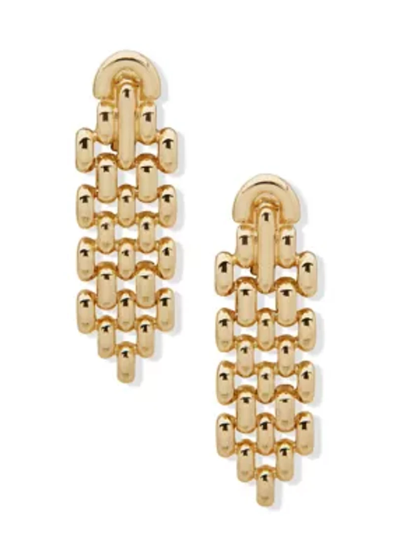 Gold Tone Connectable Linear Comfort Clip Earrings