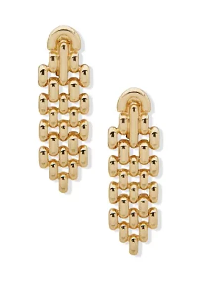 Gold Tone Connectable Linear Comfort Clip Earrings