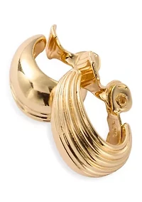Gold Tone 20mm Ribbed Hoop Earrings