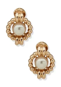 Floating White Bead Clip Earrings