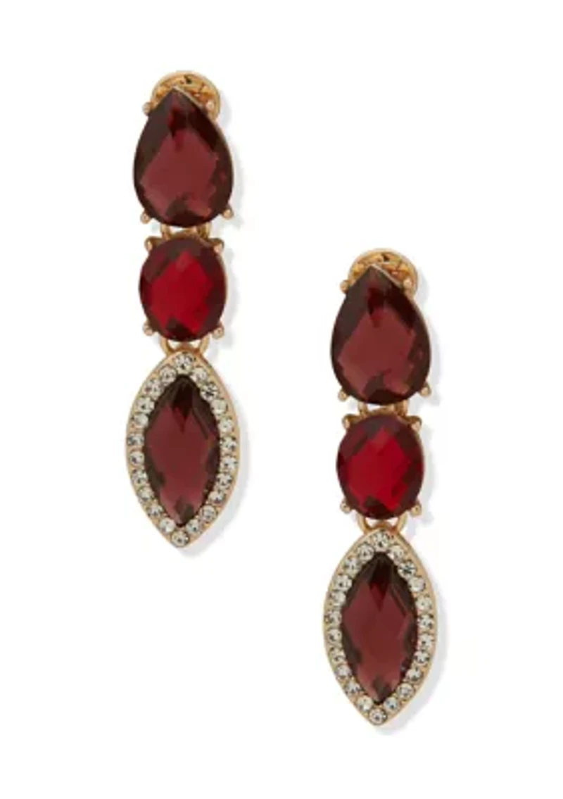 Red Crystal Linear Earrings