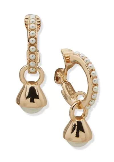 Crystal Pearl Drop Huggie Earrings