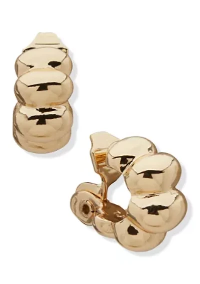 Puffed Dome Huggie Clip Earrings