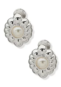 Flower Button Clip Earrings
