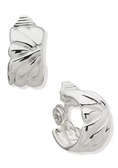  Layered Textured Hoop Comfort Clip Earrings