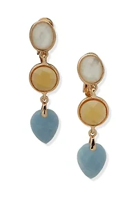 Multi Stone Clip Ear Drop Earrings 