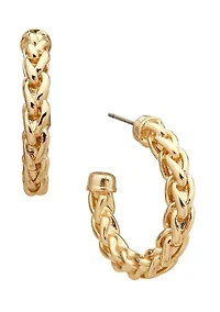 Gold Tone 30 Millimeter Woven Chain Hoop Earrings