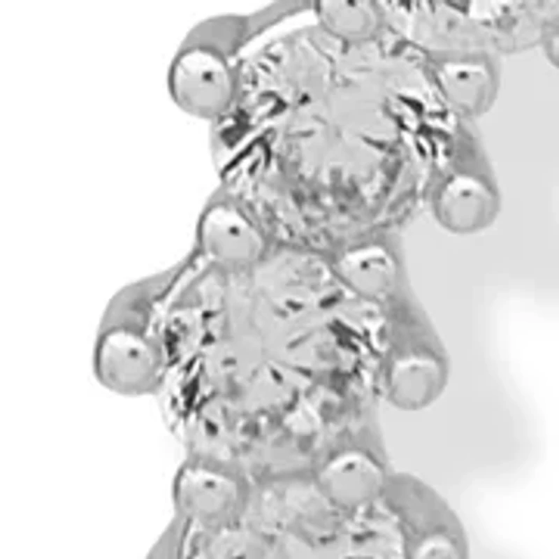 Silver Tone Pavé Circle Lever Back Earrings