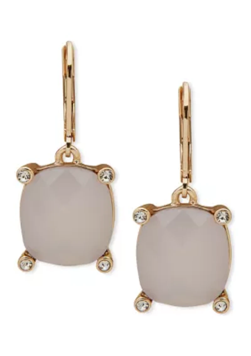 Gold Tone Sapphire Stone Drop Earrings