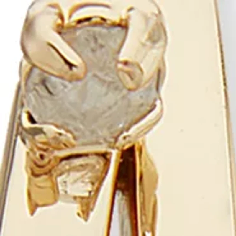 Gold Tone Crystal Double Row C Hoop Earrings