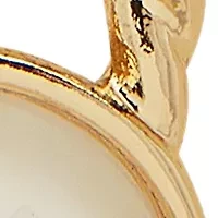 Gold Tone 9 Millimeter Pearl Double Row C Hoop Earrings