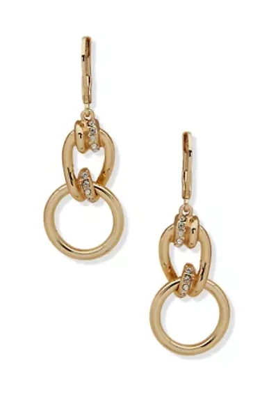 Gold Tone Link Drop Earrings