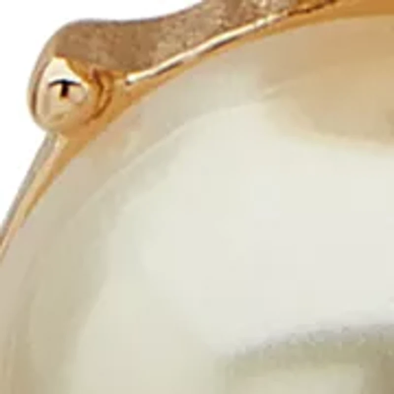 Gold Tone Pearl Dome Drop Earrings