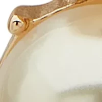Gold Tone Pearl Dome Drop Earrings