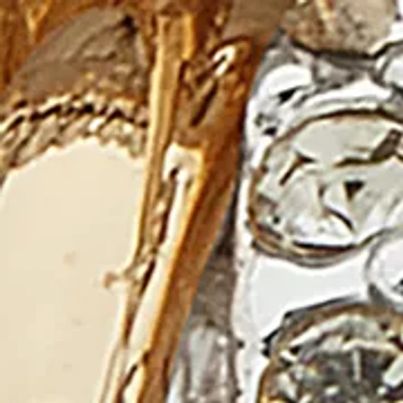 Two Tone Link Button Rondell Shaky Drop Earrings