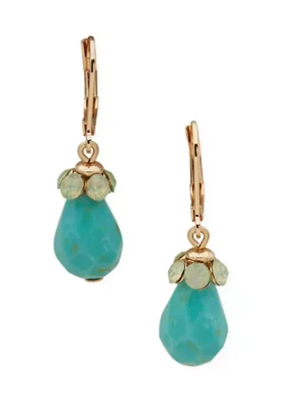 Gold Tone Multi Bead Drop Earrings