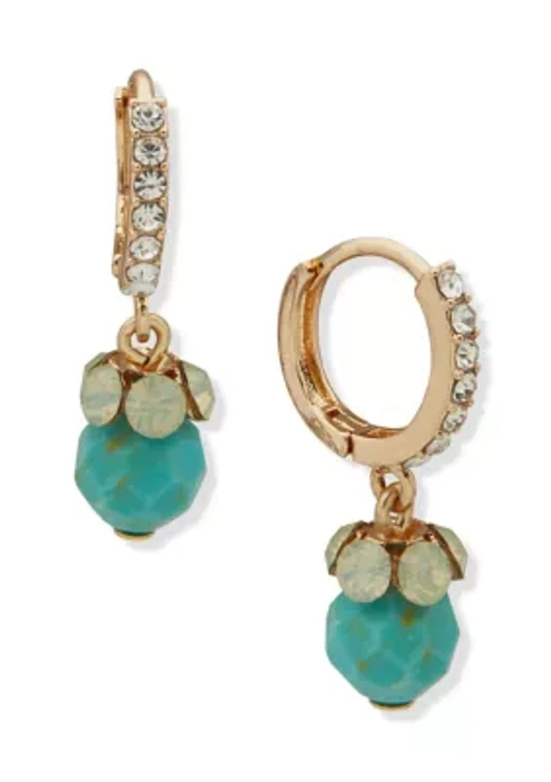 Gold Tone Multi Huggie Hoop Drop Earrings