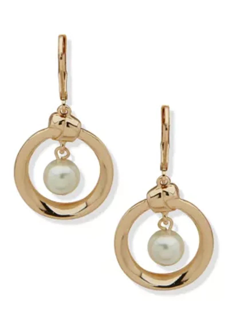 Gold Tone Pearl Knot Orbital Earrings